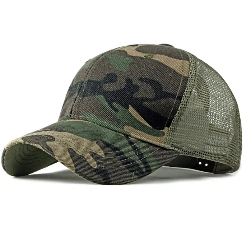 
Spring Summer Sun Hat Caps for Men Women Adjustable Baseball Cap Breathable Mesh Trucker Cap Camo Camouflage Baseball Hat 