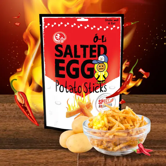 100 percent real potato Potato stick Salted Egg Spicy flavor