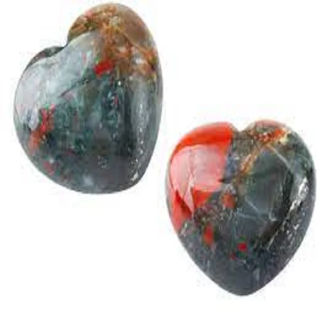 Beautiful  High Quality Natural Blood Stone Puffy Heart Agate Heart Shape stone  wholesale Crystals Hearts For Sale