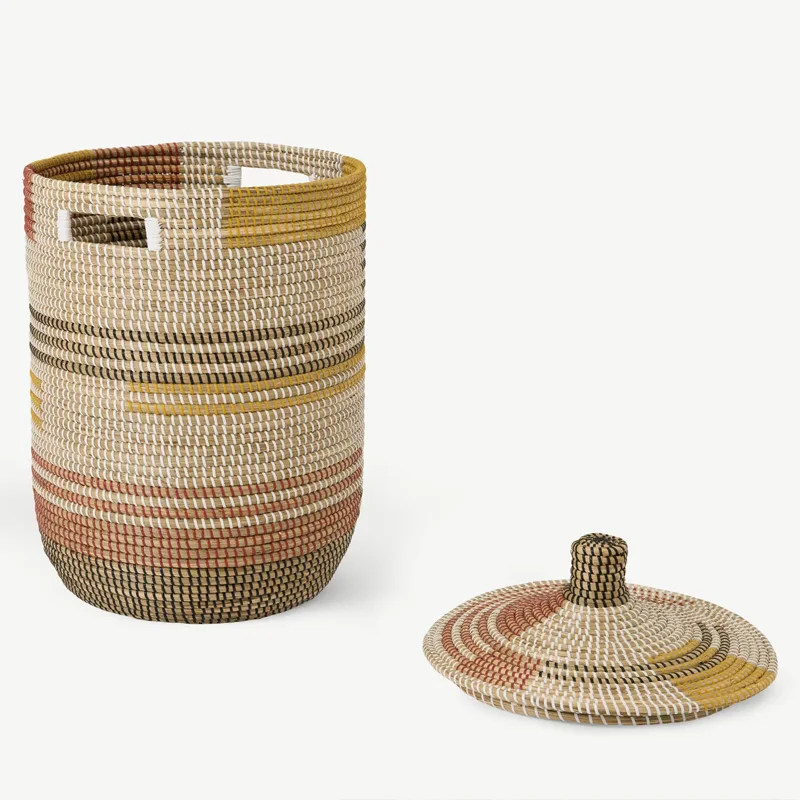 Hot Sale Multi Natural Seagrass Laundry Basket Customized Color Hot deals Seagrass Hamper With Lid Wholesale
