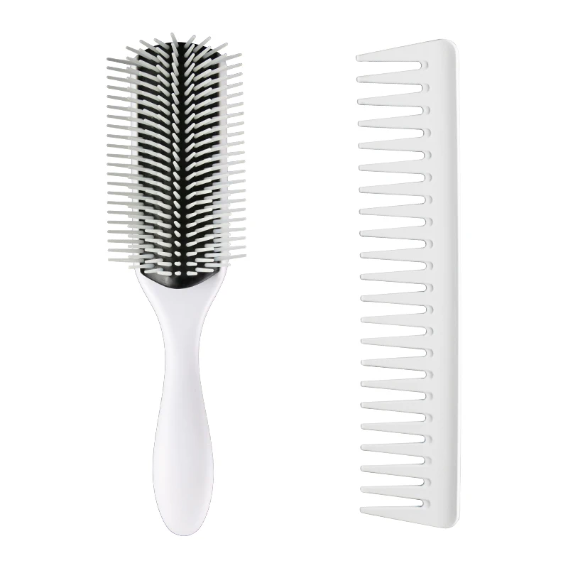 9 Rows Hair Brush for Separating Shaping Defining Curls Blow-Drying Styling Detangling Classic Denman Styling Brush