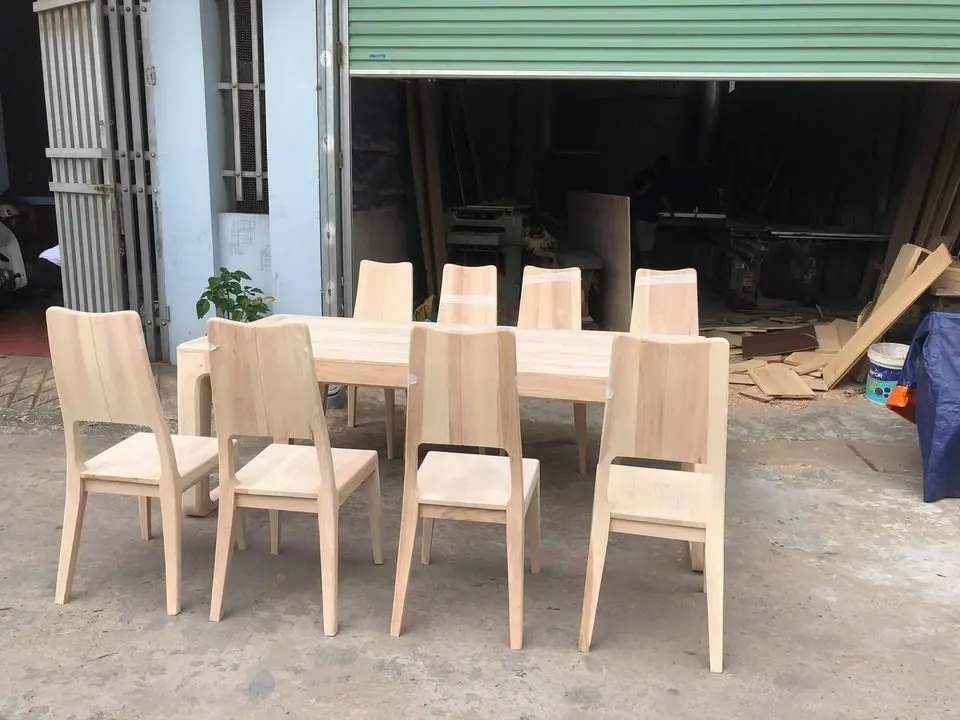 High Quality Wholesale Dining Room Application Wooden Material Dinner Table Set Export From Vietnam