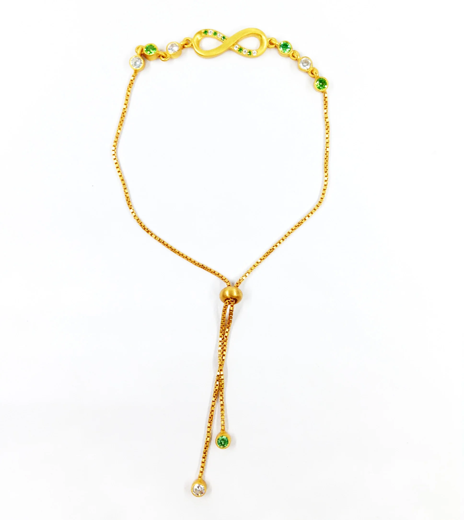 Luxury Fashionable 925 Sterling Silver Gold Plated Multi Color Gemstones Ladies Wear Infinity Chain Bracelet