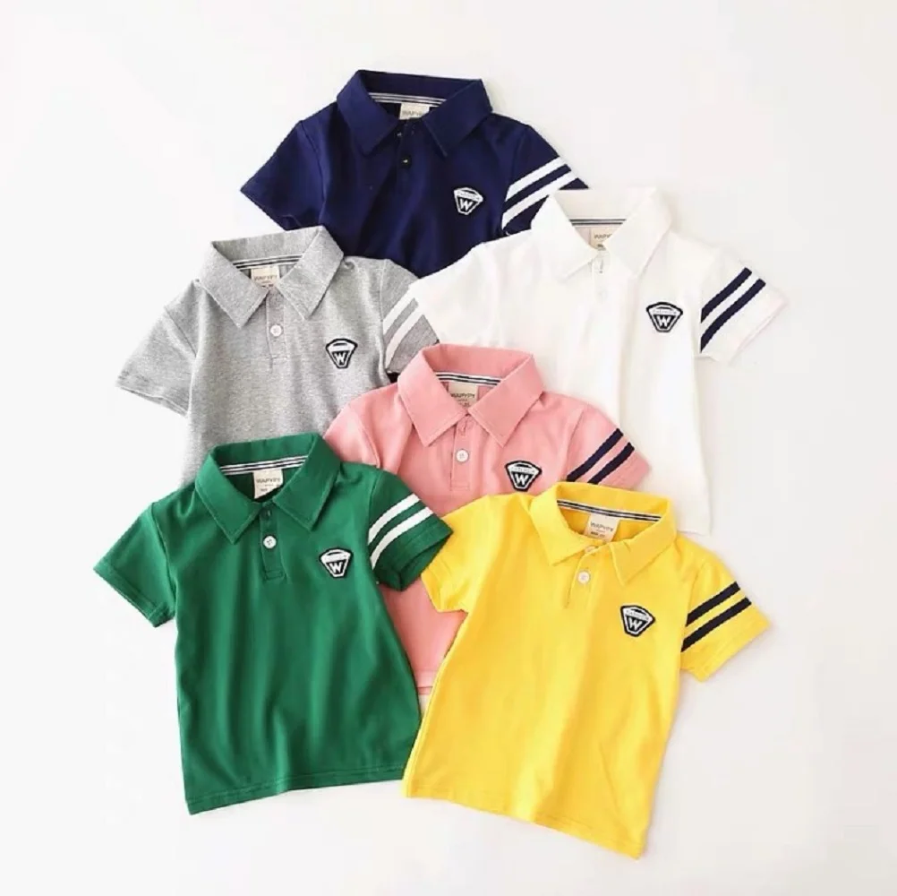 100% cotton boys two stripes with collar polo shirts Chinese style clothing manufacturers from Bangladesh
