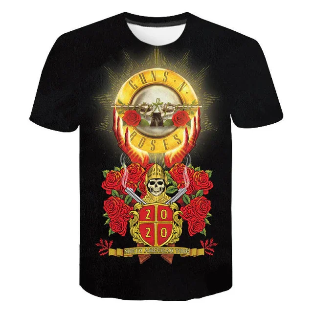 Fashion Guns N Roses Graphic 3D Print Men Women T Shirt Casual O-Neck Short Sleeve Streetwear Oversized Male T-Shirt Trend Tees