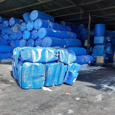 Recycled blue HDPE scraps top quality HDPE blue drum plastic scraps for sale