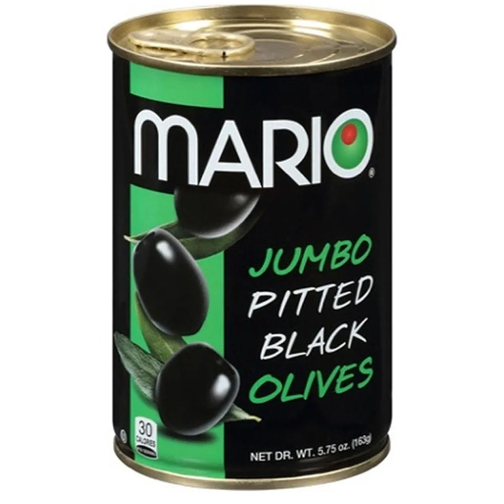 Mario Camacho 5.75oz Ripe Pitted Jumbo Black Olives Unmistakable, Delicious, Bold Flavor Gluten Free Black Olives