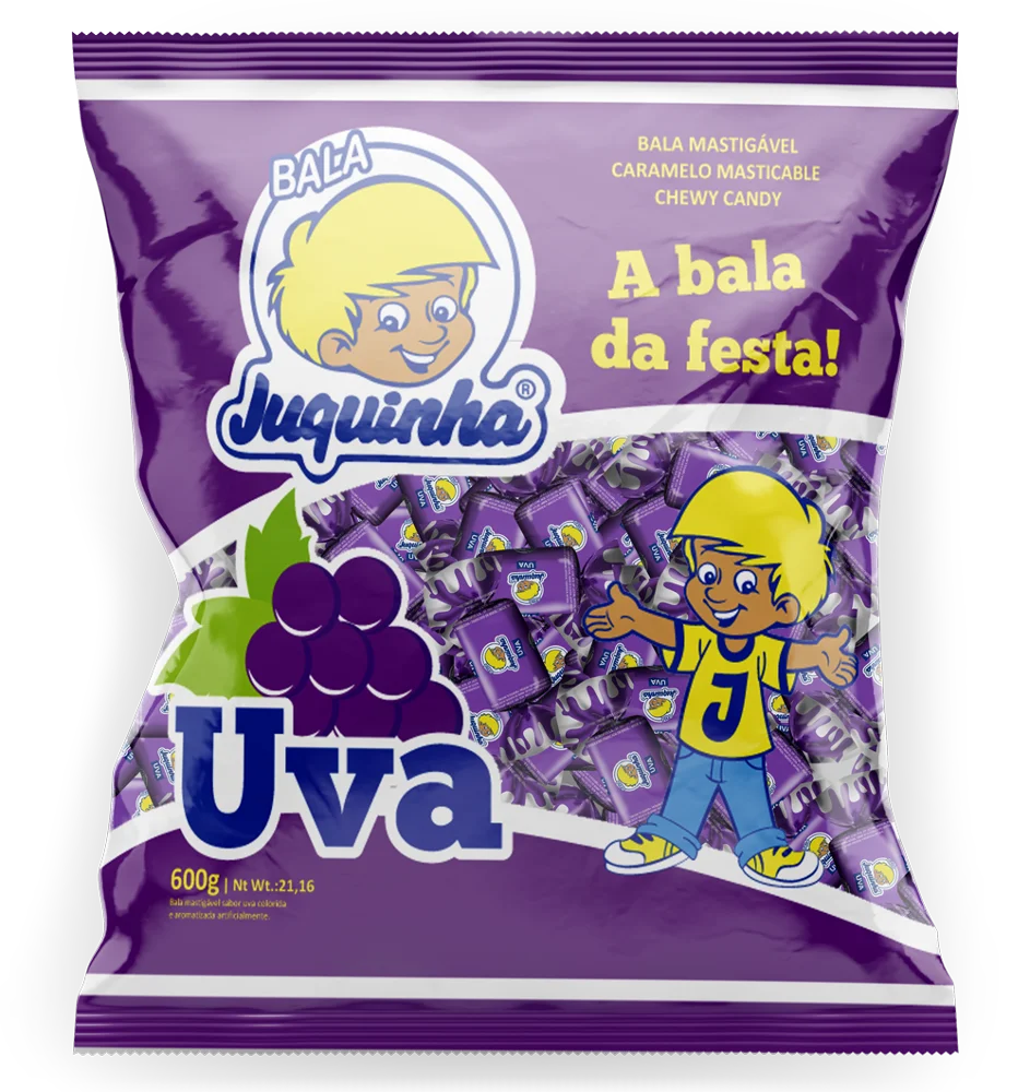 81080 - Juquinha Tutti-Frutti, Green Apple, Grape, Raspberry Chew Candies 4,5g 22x134un