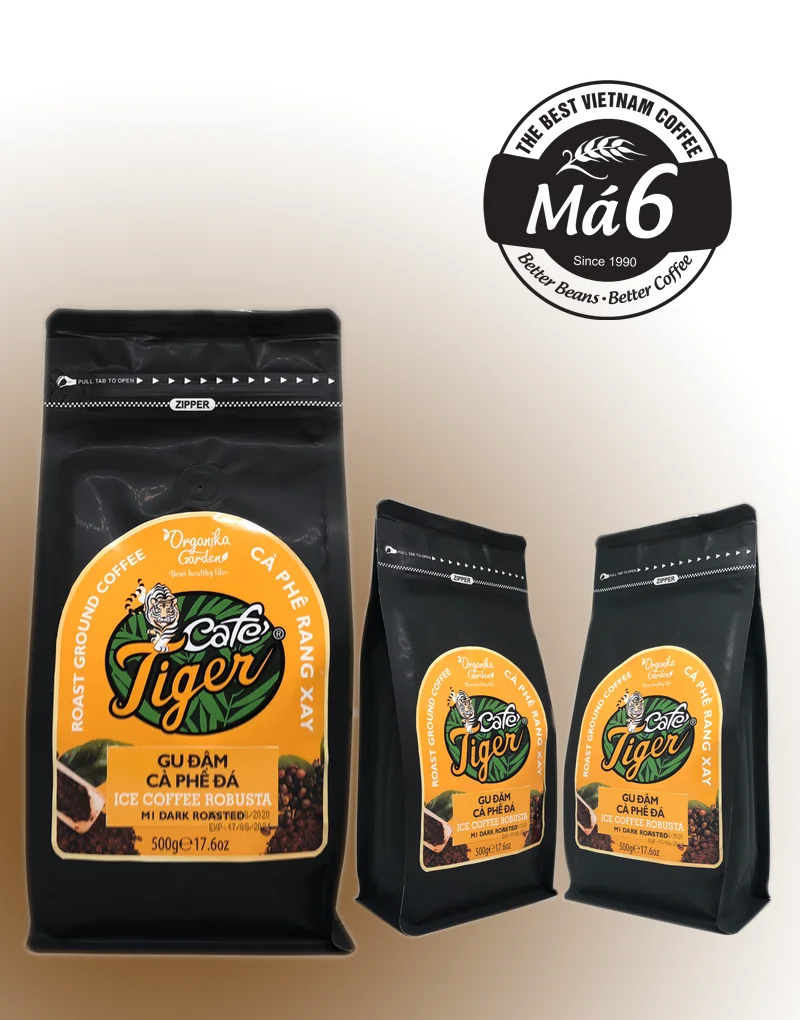Wholesale BITTER 500GR Coffee CAFE TIGER - ICE COFFEE ROBUSTA - MI DARK ROASTED - ROAST AND GROUND from Vietnam