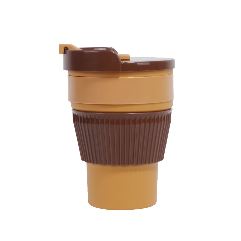 Reusable coffee color travel silicone collapsible drinking coffee cup