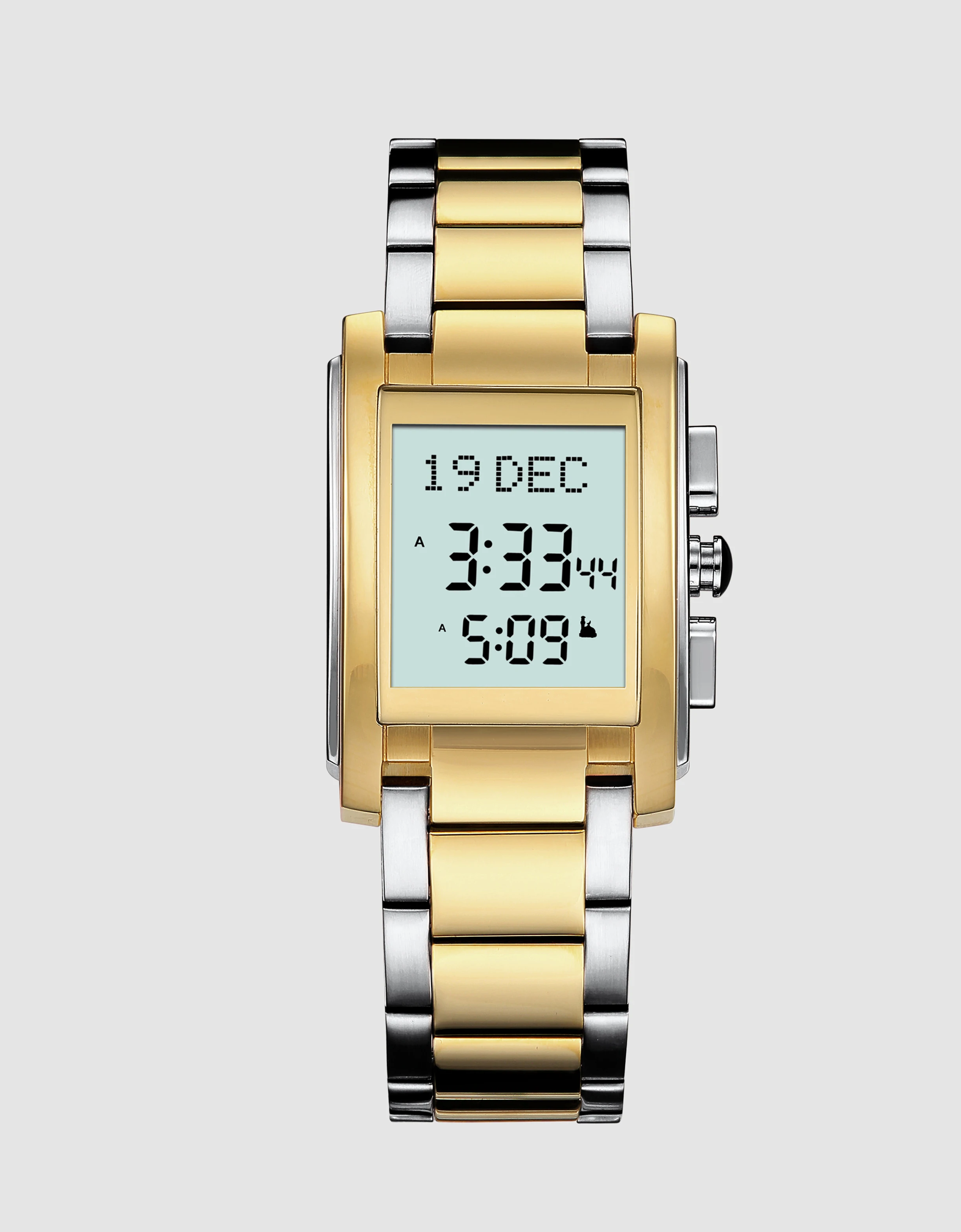 Алазань кварцевые часы Фабричный исламский мусульманский времени азана alfajr прямоугольник из нержавеющей стали Молитва Компас водонепроницаемые