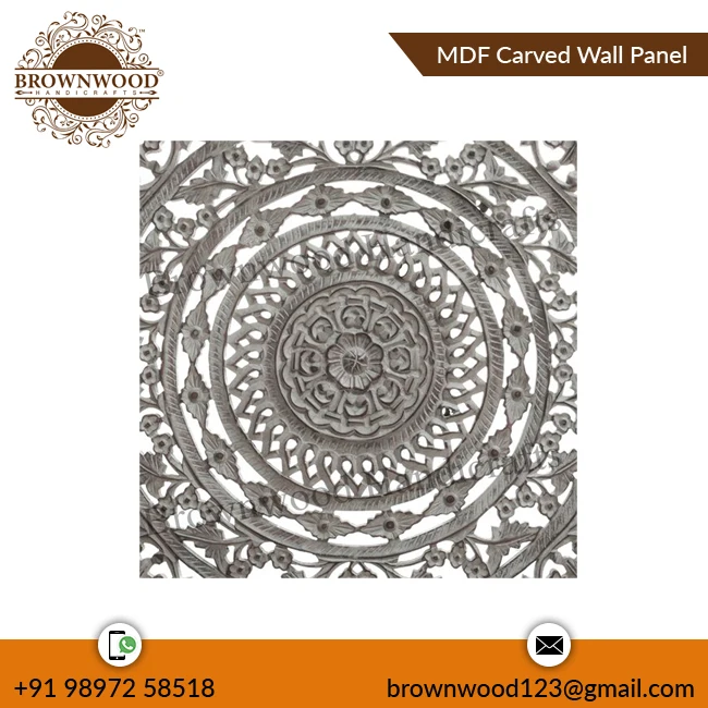 Latest Arrival Modern Design Hand Carved Design 17mm Thickness & 60 X 60 cm MDF Carved Wooden Wall Panel For Decoration & Gifts