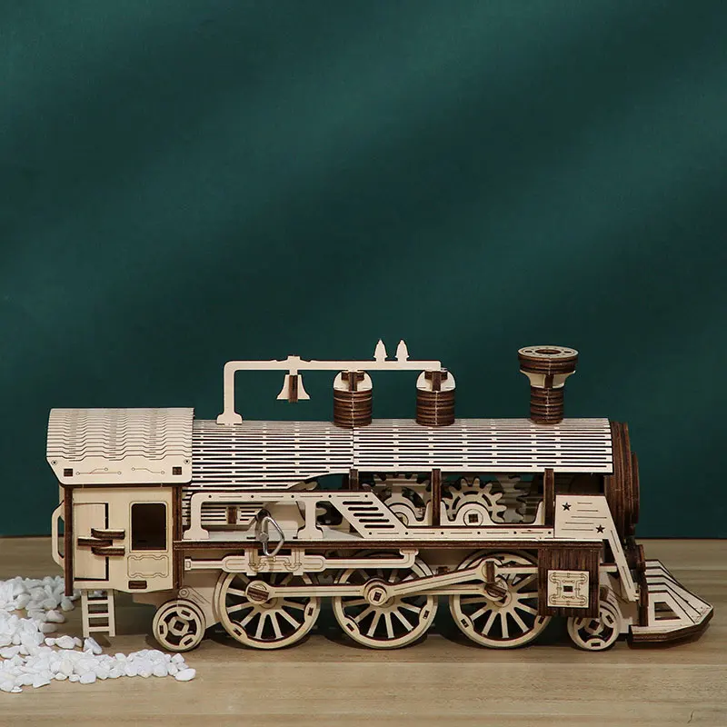 Train Box Custom Maker Kit Engine DIY Toy Model Adults Games Kids Wood 3d Puzzle Jigsaw