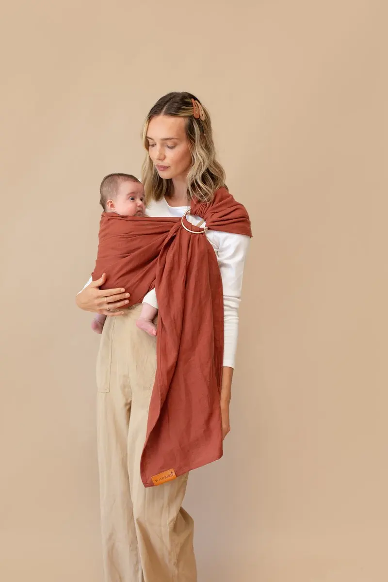 
Lovely Lightweight 68% Bamboo 32% Linen Breathable Light Weight Super Soft Baby Sling Ring Carrier 