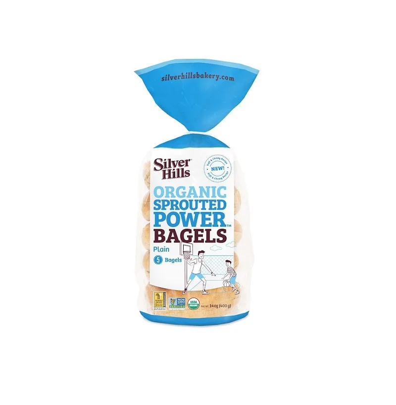 Silver Hills Bakery Organic Vegan Sprouted Plain Bagels, 14 Ounce Sleeve - 8 per Case
