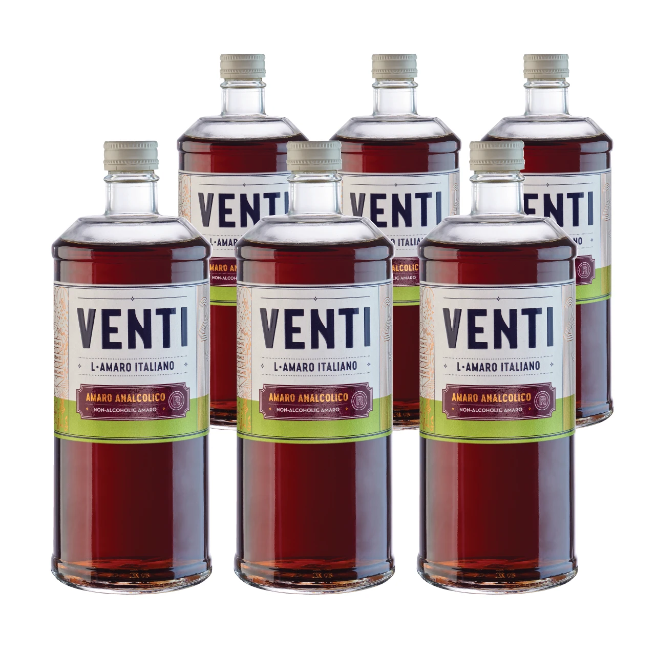 Top quality Made in Italy Non alcoholic Bitter Liqueur VENTI case (6 bottles) for cocktail bars