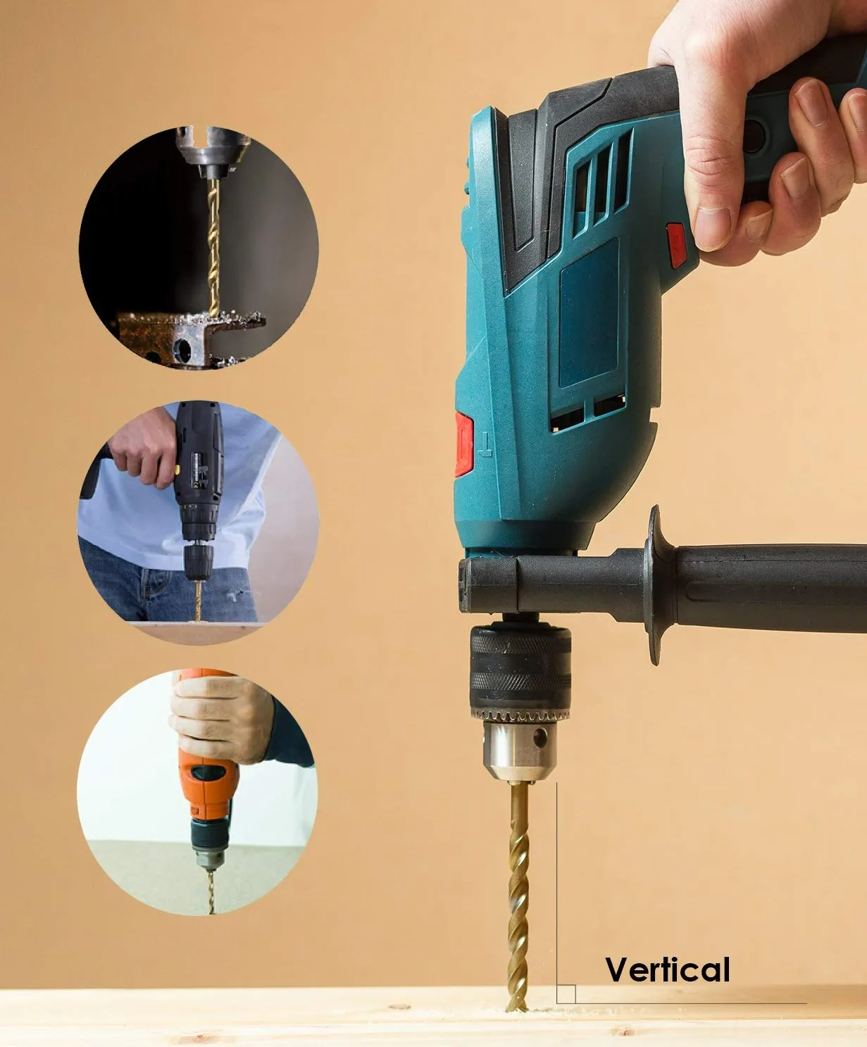 
Titanium Drill Bits set (5pcs), Metal Drill Bits for Wood,Metal, Steel, Plastic 