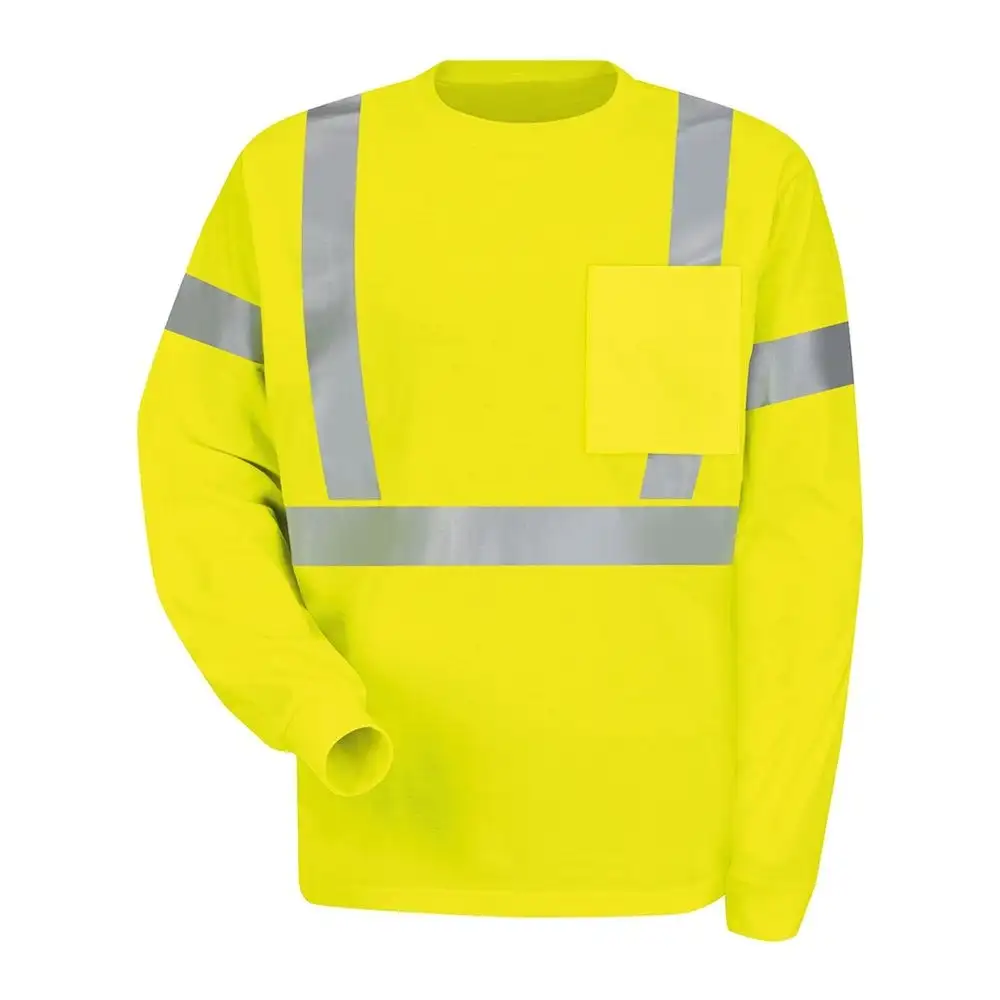 100% Cotton Jersey Short Sleeve Orange Safety Reflective T Shirt Reflective Hi Vis Work Shirts