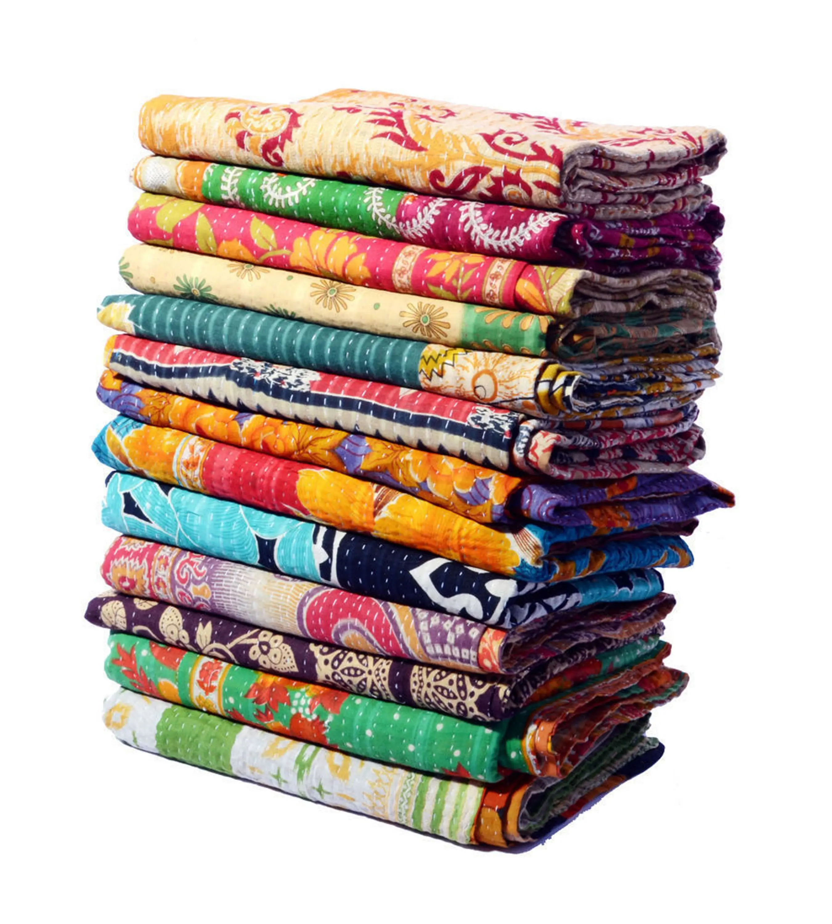 Wholesale Indian Vintage Reversible Kantha Quilt Luxurious Indian Handmade Kantha Bed Quilt Cover