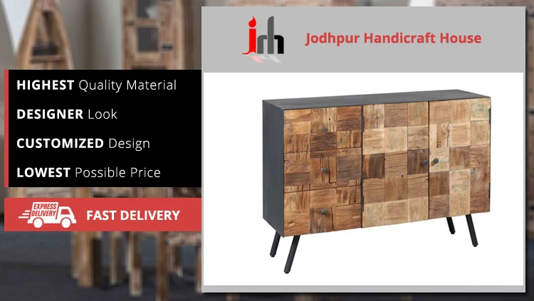 Bulk Selling Industrial & Vintage Furniture Wood Residential Storage Cabinet Wooden Sideboard 2 Doors 3 Drawers