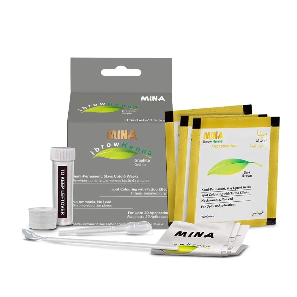 Mina eyebrow henna Long Lasting Natural Spot coloring and Hair Tinting Powder, Smudge Proof Up to 30 Applications Graphite