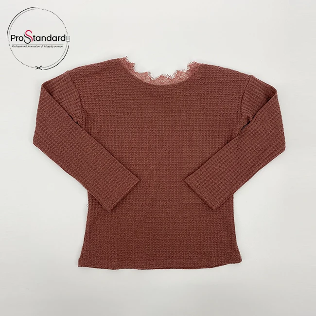 
Kids Waffle Knit Clothing Autumn Baby Girl Long Sleeve Knitted Tops 