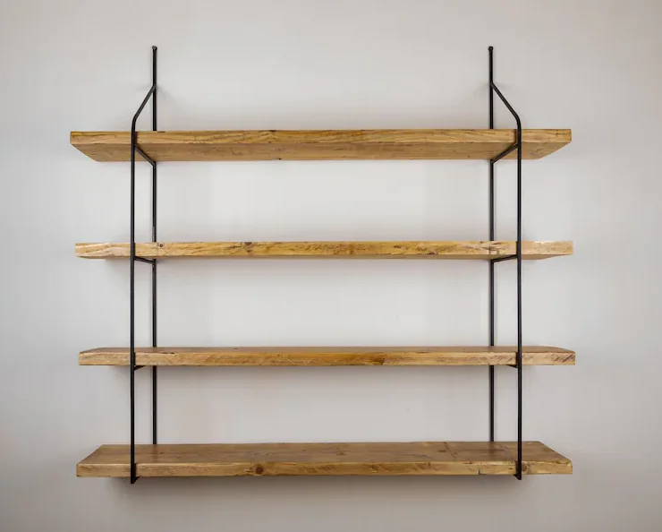 Современная Деревянная настенная полка с черным кронштейном железная гостиная книжная для хранения домашний декор по оптовой цене из Индии