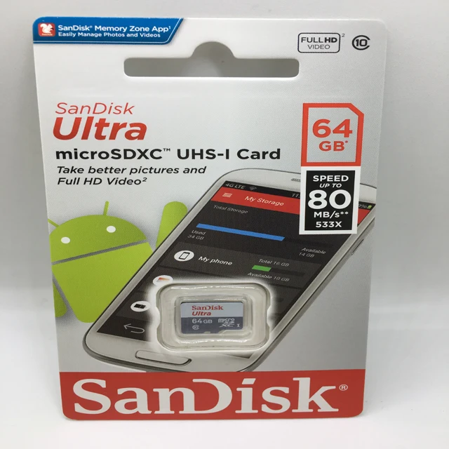 Taiwan Original 64GB C10 Micro SanDisk Memory Card