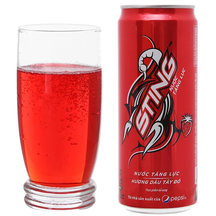 
 Energy Drink Beverage Red Strawberry 330ml can packing Sting Fmcg Products Sting Energy Drink From Vietnam  