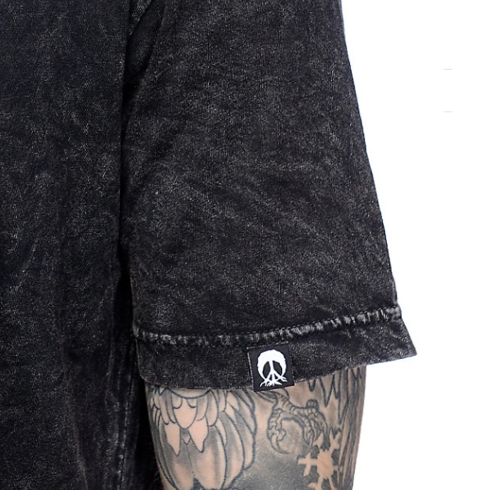 Heavyweight Wholesale Vintage Black Printed Large Graphic Tees Acid Wash T-shirt Men Oversize Crew neck Shirts distressed Tees