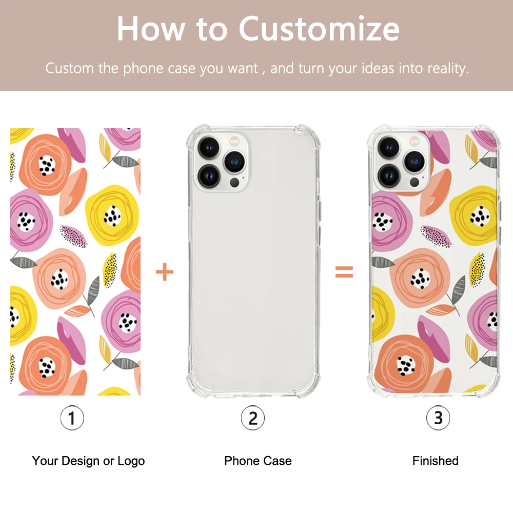 Manufacturer Customize Print Tpu Clear Production Flower Bulk Mobile Cover Made Cell Phone Cases Custom Logo for Iphone 13 Pro