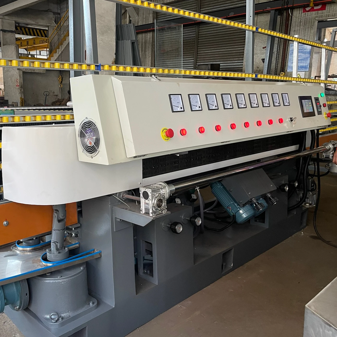 8 motors bearing structure heavy duty glass polisher / glass polishing machine