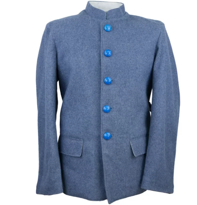 Spring & Autumn Plus Size Casual Long Sleeve 100% Wool WW1 French Horizon Blue Tunic Jacket