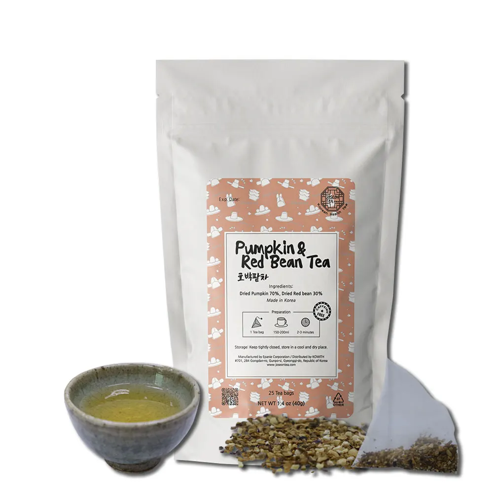 Корейский чай для похудения, чай из тыквы и красных зерен в пирамиде, чайные пакетики с треугольным фильтром, Сделано в Корее