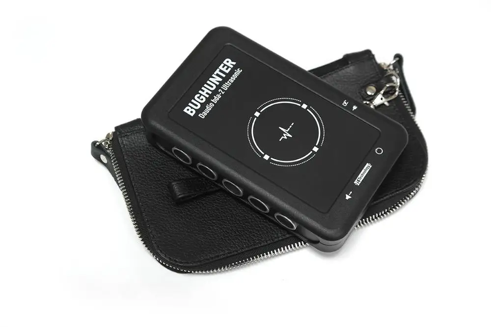 Covert Silent Ultrasonic Microphone Anti-Spy Recording Suppressor with Leather Clutch