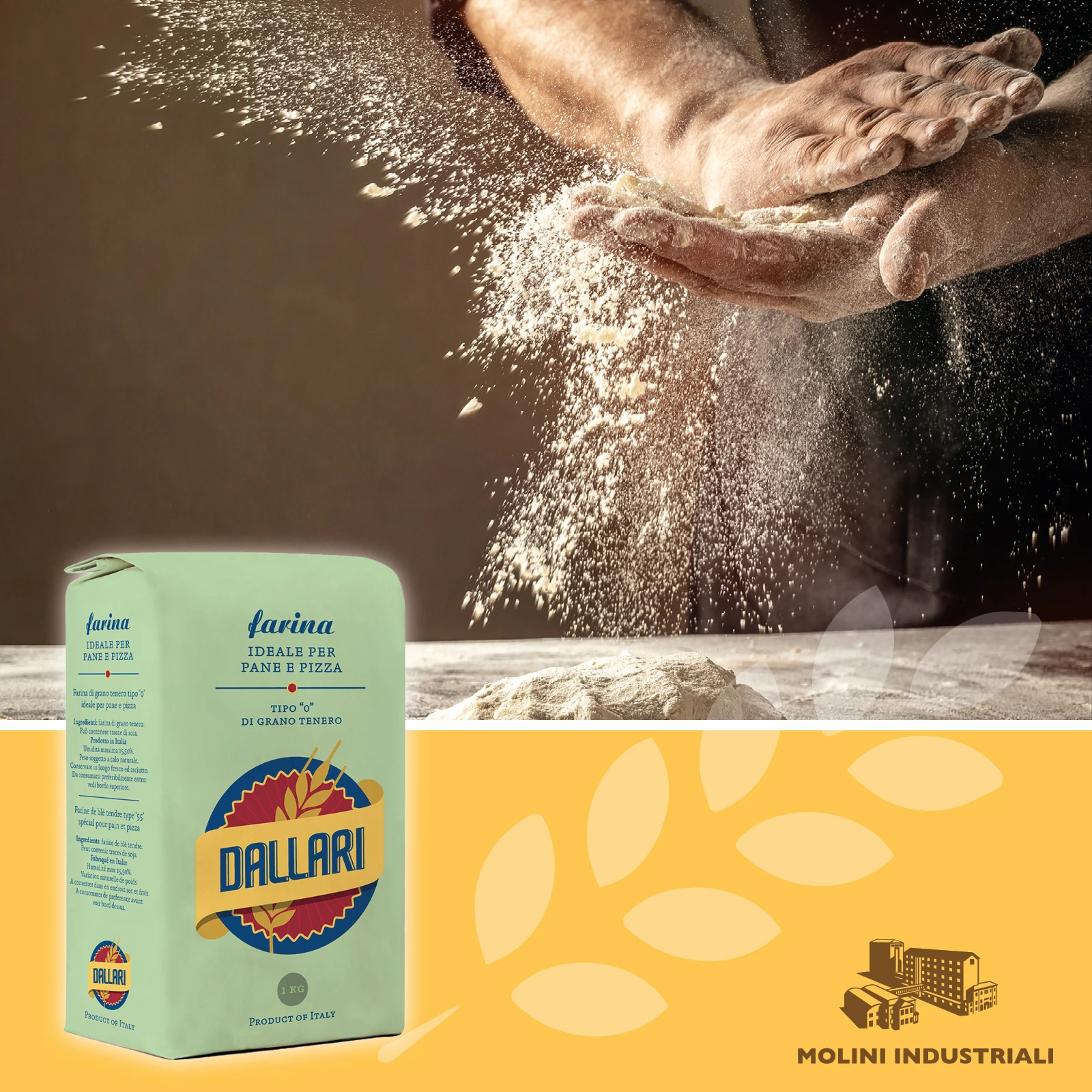 Итальянская мягкая пшеничная мука DALLARI VERDE высшего качества для пиццы и хлеба типа «0»-домашняя мука 1 кг