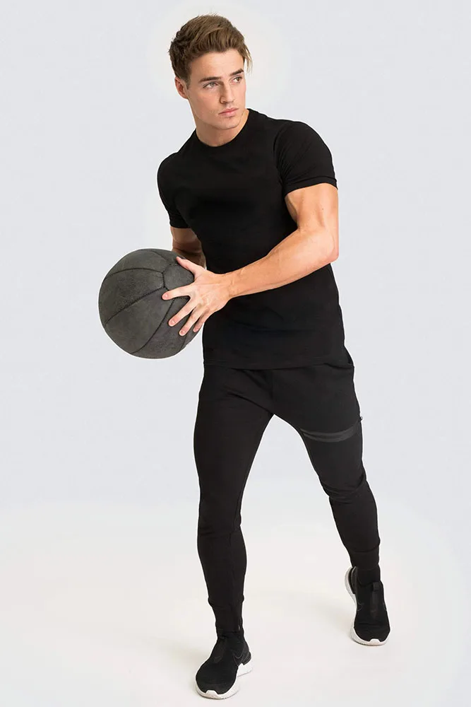 
New Fitness mens t-shirts fitted Gym 95% cotton 5% Spandex Sport Tshirt 