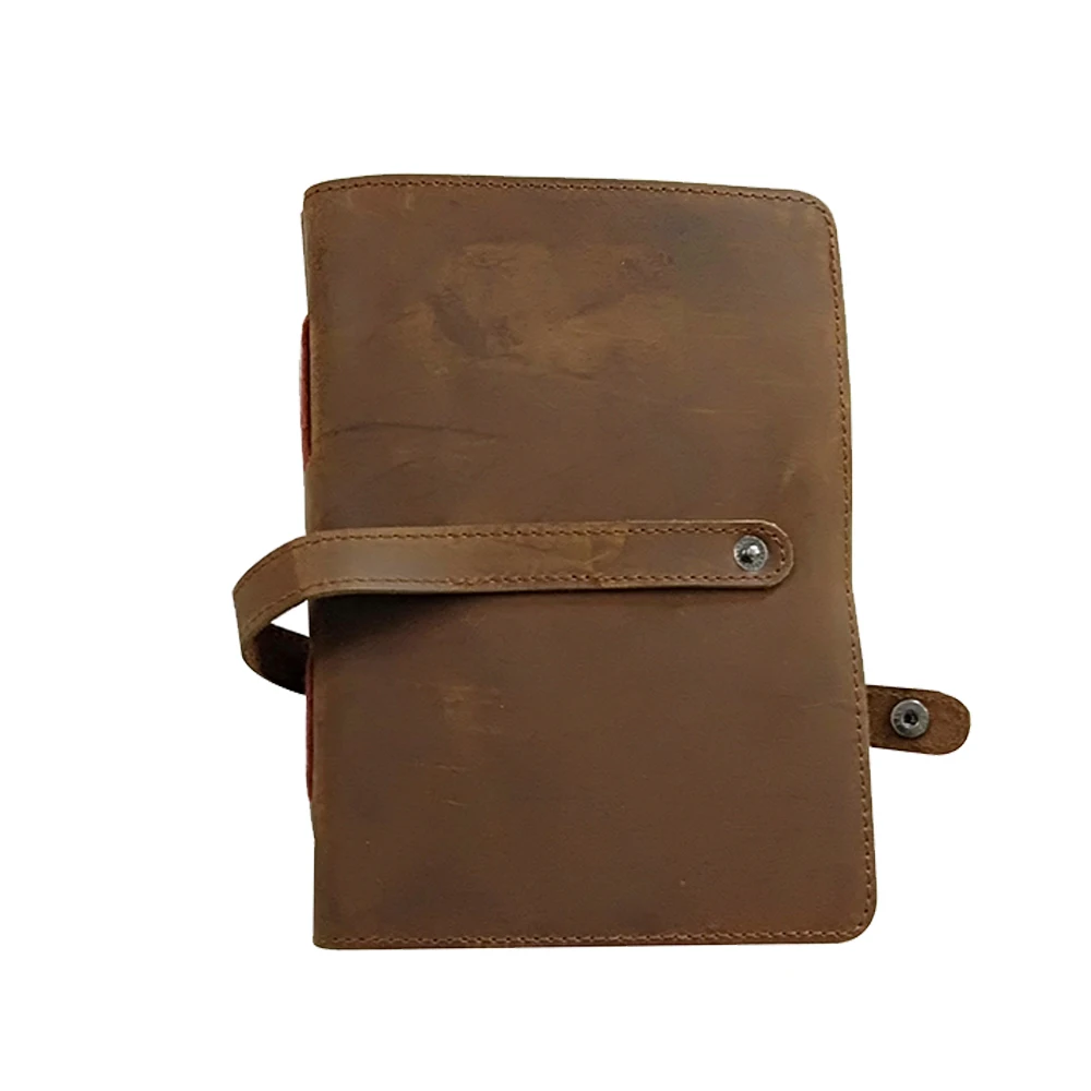 A5 Refillable Travel Diary Notebook Personalized Writing Journal Business Planner Custom Logo Print Genuine Leather Journal