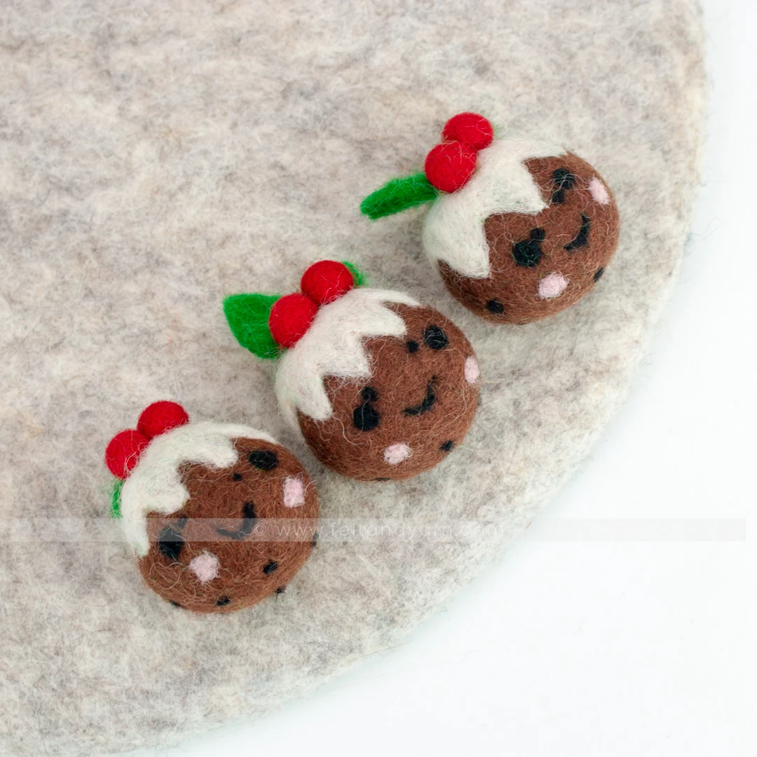 Christmas Pudding 2 Hot Selling New Design-2019 Wool Felted Purely Hand-felted Product by Nepalese Artisan Eco-friendly NZ Wool