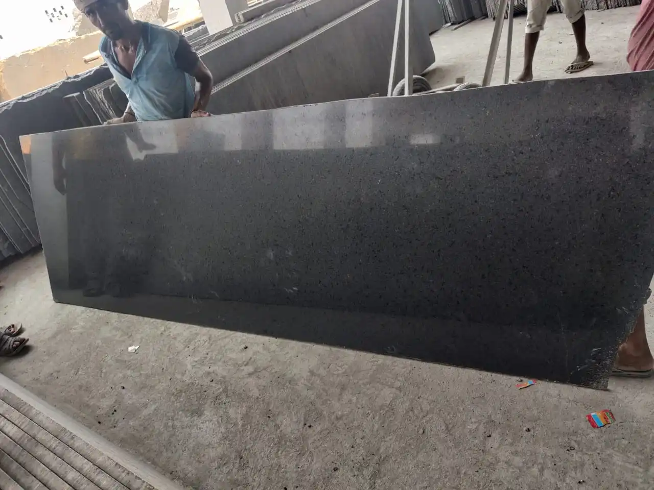 Hot Selling Polished 6cm Absolute Black Granite cutter slabs 60mm Indian Black Grenite monument