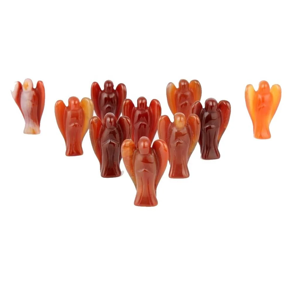 crystal angel Natural Red Carnelian stone angel Carved Natural Stone Figurine Jade Crystals angel Carved Polished