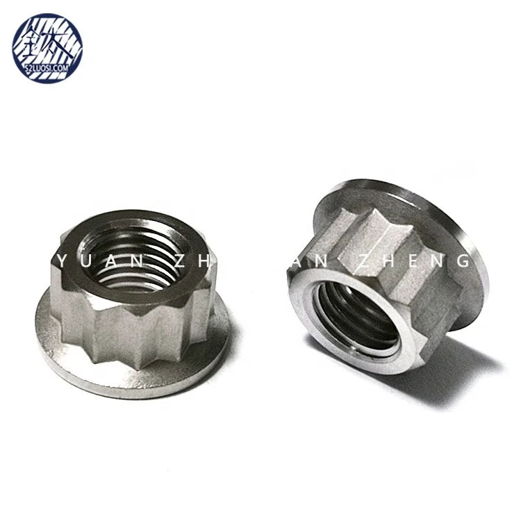 m10x1.5 m10x1.25 Titanium 12 Point 12-spline Flange Nut