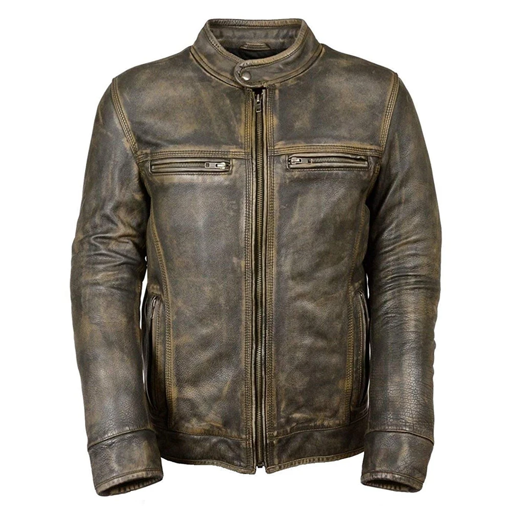 
New Winter Fashion Custom Real Nappa Leather Jacket For Men 
