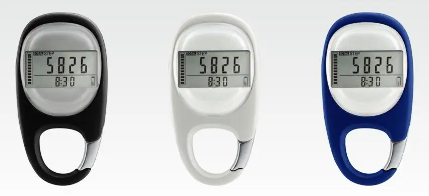3D Sensor Multifunction Carabiner Pedometer with Goal Tracker and Memory bulti-in Clip 10 Step Error Step Correction