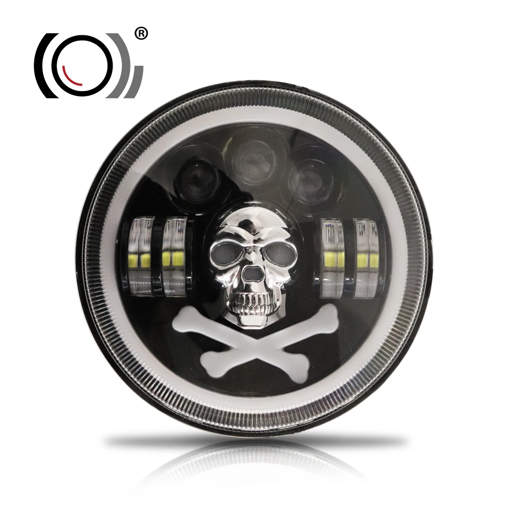 2022 NEW Style Angel Eyes DRL Turning Light Auto RGB Round headlight 27w 7 inch led headlight for  Car Motorcycle