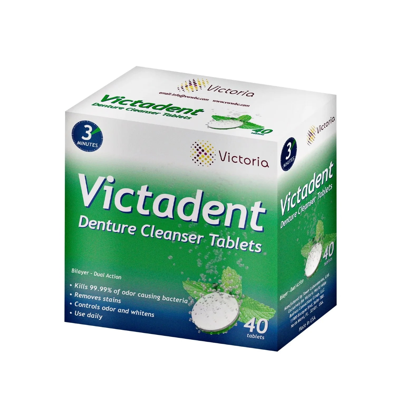 
Medical device Effervescent Teeth Dual Victadent Denture Cleanser Tablets- USA Formulated - Oral health 