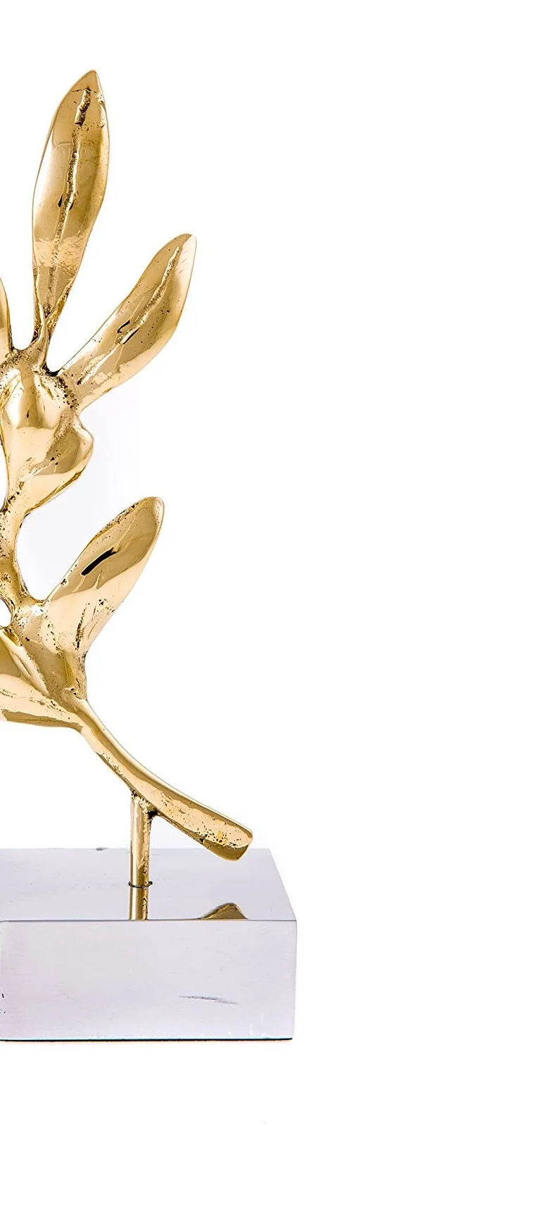 Скульптура ручной работы из твердой латуни и металла в форме листа с металлическим основанием для гостиной спальни полки витрины стола домашний декор