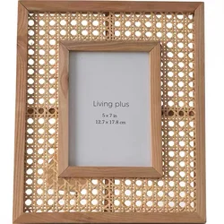 Handmade Caning woven Rattan Picture Frame Matte Black Rattan Photo Frame