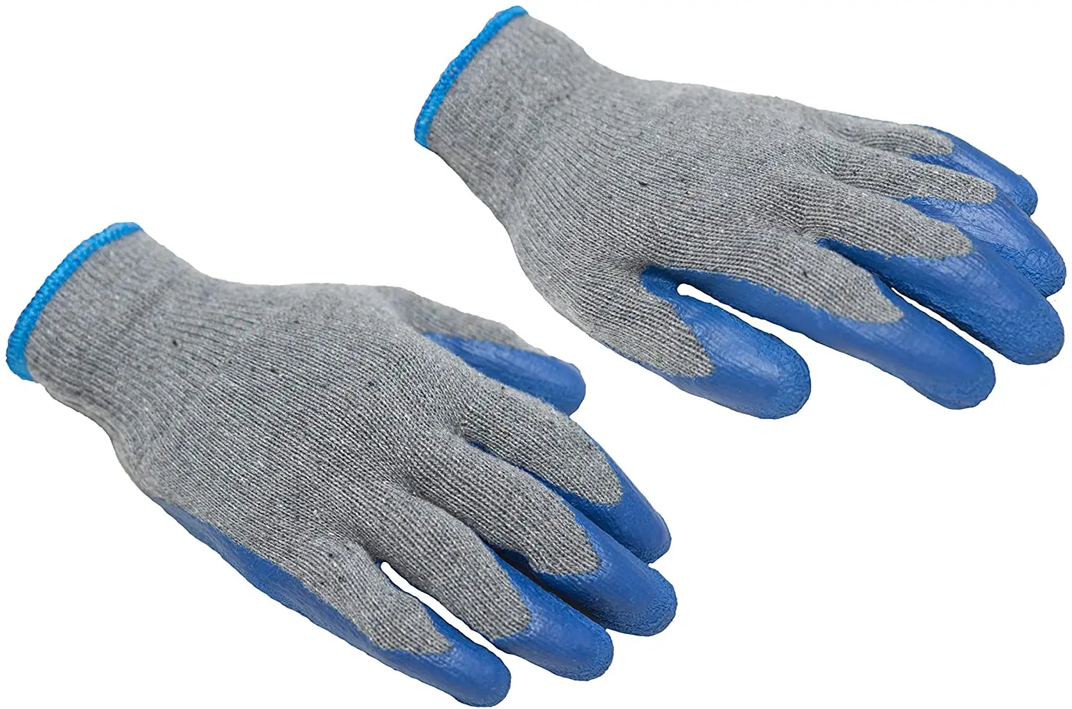 Dexam Professional Rubber Latex Double Coated Work Gloves For Construction Gardening Gloves Heavy Duty Cotton Blend Blue