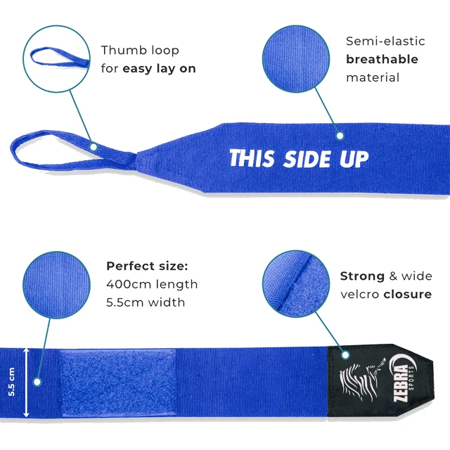 Custom Label Professional Handwraps semi Elastic Hand Wraps with Thumb Loop for Boxing, MMA, Muay Thai and Other Martial Arts 4m